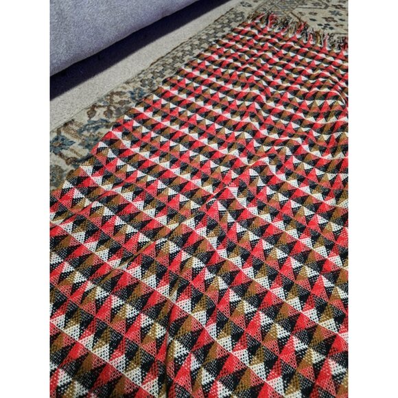 Vintage 100 Percent Virgin Wool Aztec Blanket 72x50 W/tassels Good Condition - Picture 7 of 10